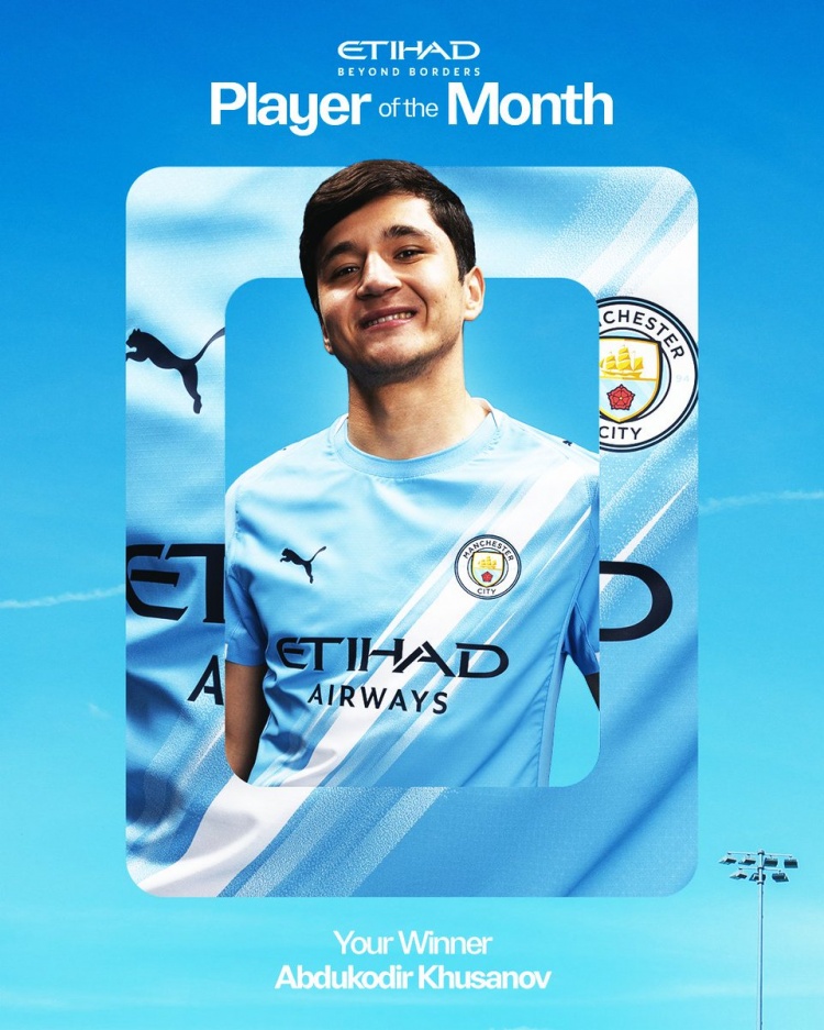 世界杯官方客户端-出战全部8场比赛，曼城官方：胡桑诺夫当选球队1月最佳球员